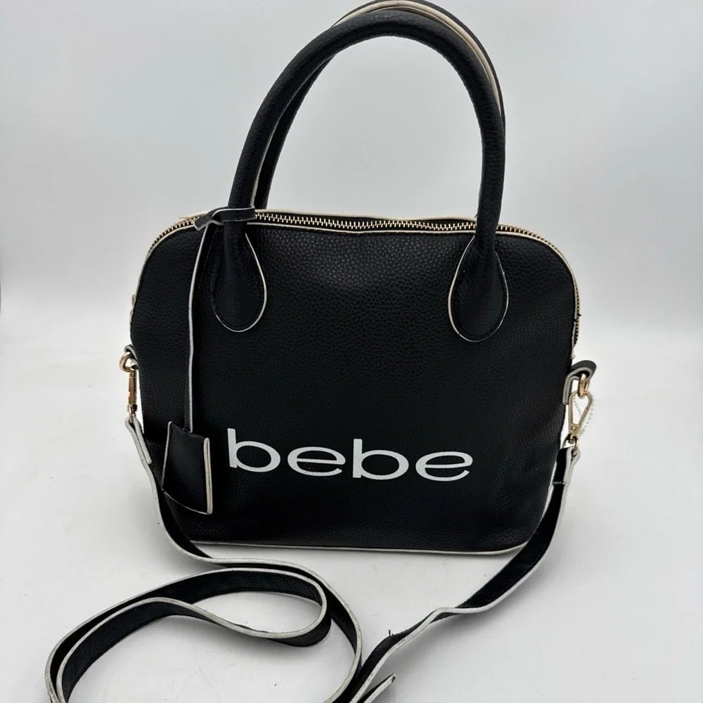 Bebe Black Satchel with White Accents